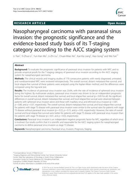 Prognostic significance of an innovative staging system based on .